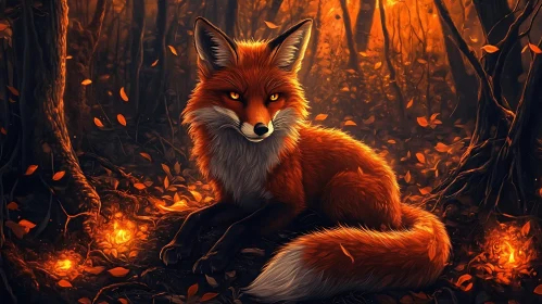 Resting Fox in Woods