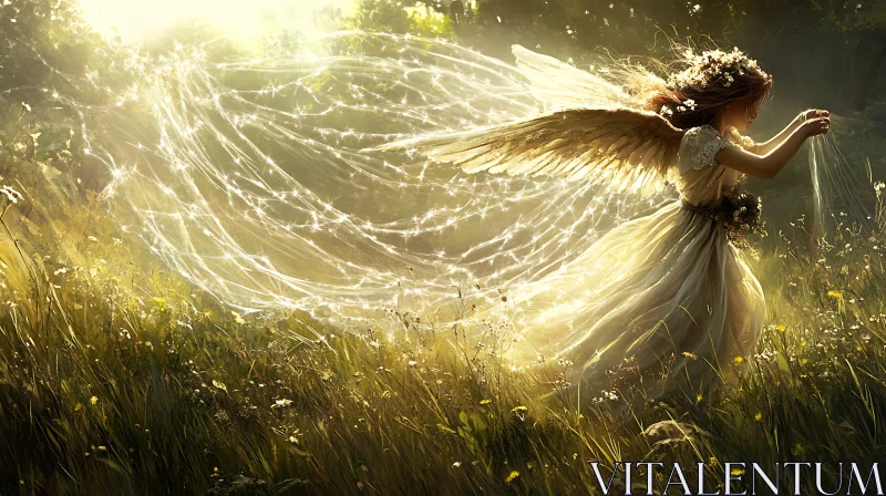 Angelic Figure in Field of Dreams AI Image