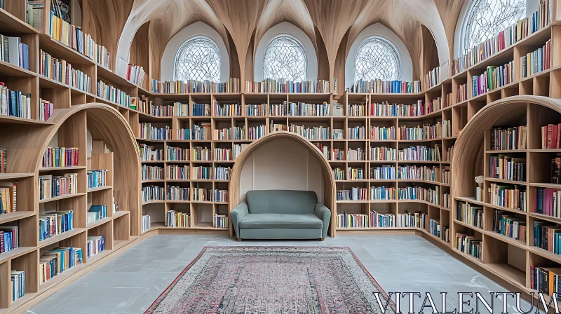 Arch Shelves in Reading Room AI Image