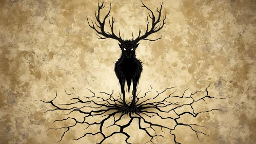 Mystical Deer Creature with Antlers