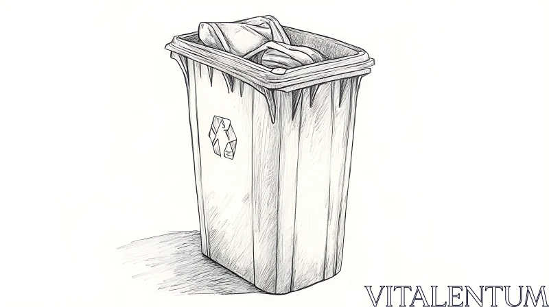 AI ART Hand-Drawn Illustration of a Trash Bin