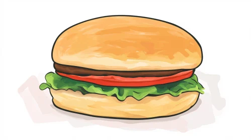 Digital Illustration of a Traditional Burger