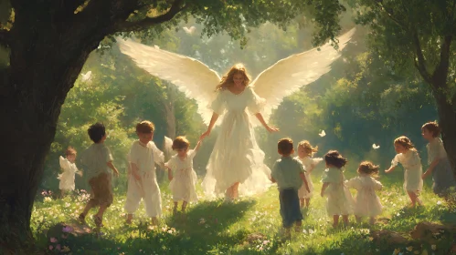 Guardian Angel with Children in the Woods