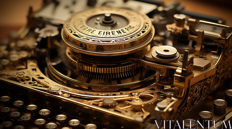 Antique Gold Typewriter: A Blend of Elegance and Precision AI Image
