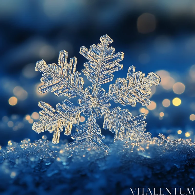 Detailed Snowflake Macro Shot AI Image