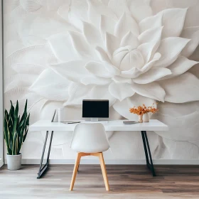 Modern Workspace with White Floral Decor