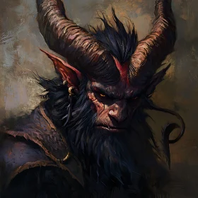 Mystic Demon with Horns and Fur