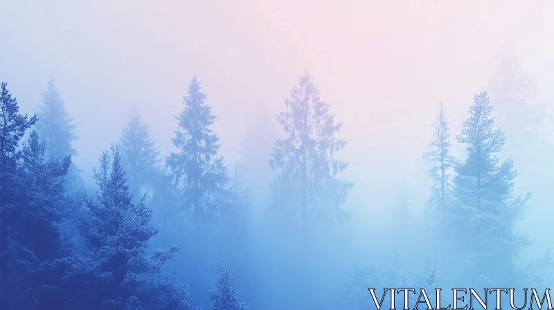 AI ART Misty Pine Forest at Dawn