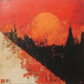 Urban Sunset Abstract Art