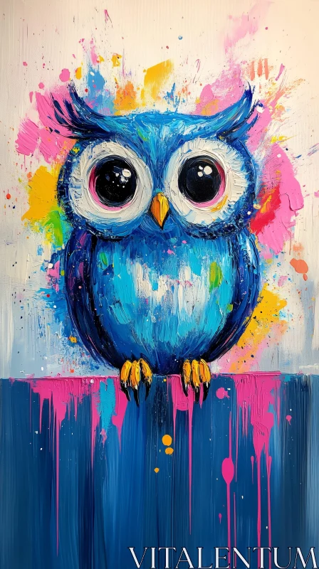 AI ART Vivid Owl Art with Bright Colors