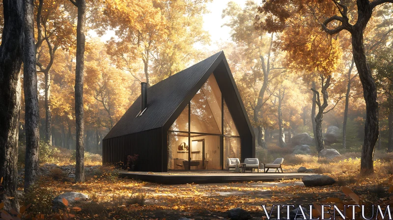 AI ART A-Frame Cabin in the Woods