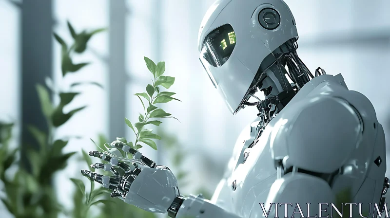 AI Robot Nurturing a Plant AI Image