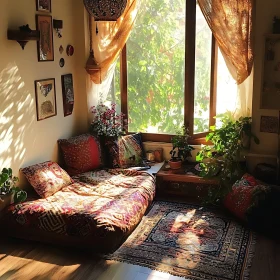 Cozy Interior with Natural Light and Plants