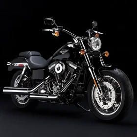 Shiny Chrome Motorcycle on Black Background