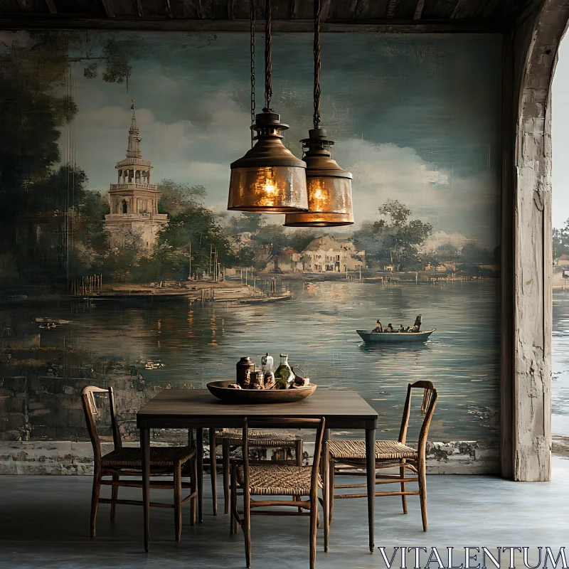 River View Dining Room Interior AI Image