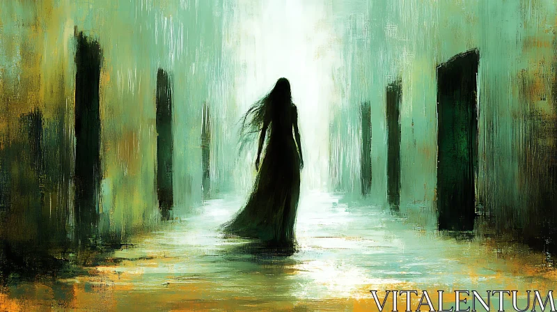 AI ART Mysterious Figure in Abstract Landscape