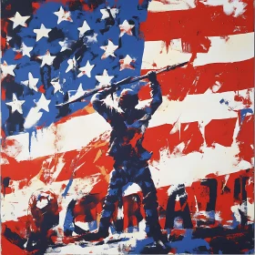 Patriotic Figure with Flag Painting