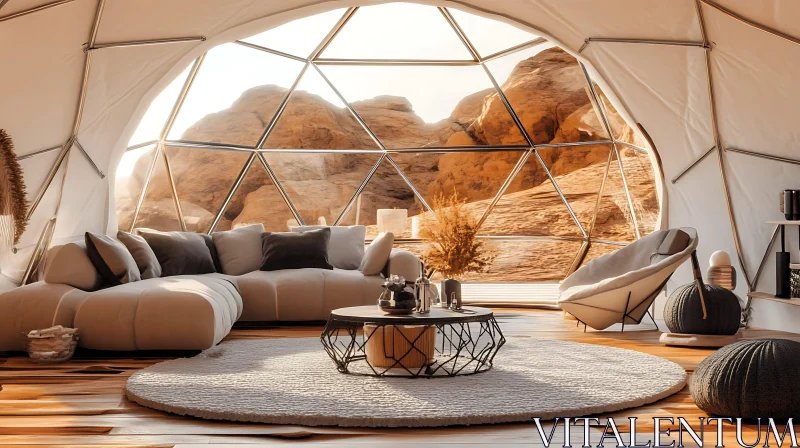 AI ART Dome Living Room with Desert View