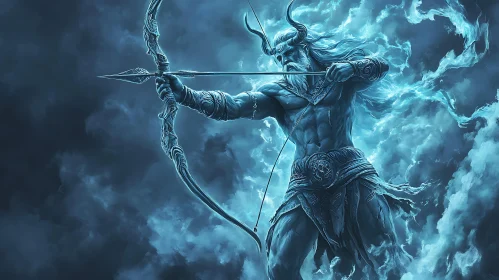Horned Warrior with Bow and Arrow