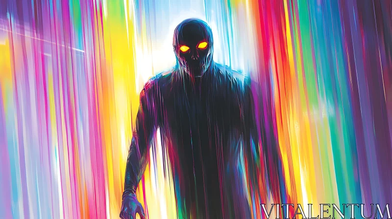 AI ART Silhouette in Rainbow Light