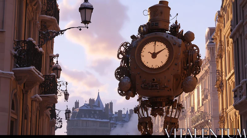 AI ART Clockwork Giant in Winter City