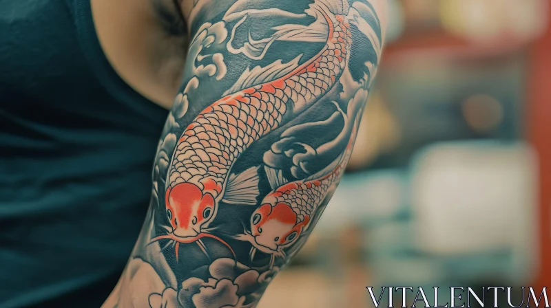 Intricate Koi Fish Tattoo Design AI Image