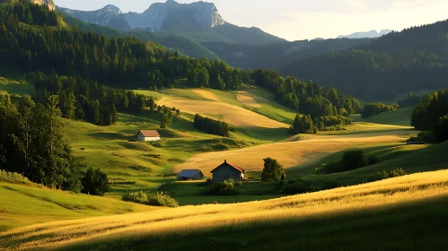 Scenic Valley View with Mountain Backdrop