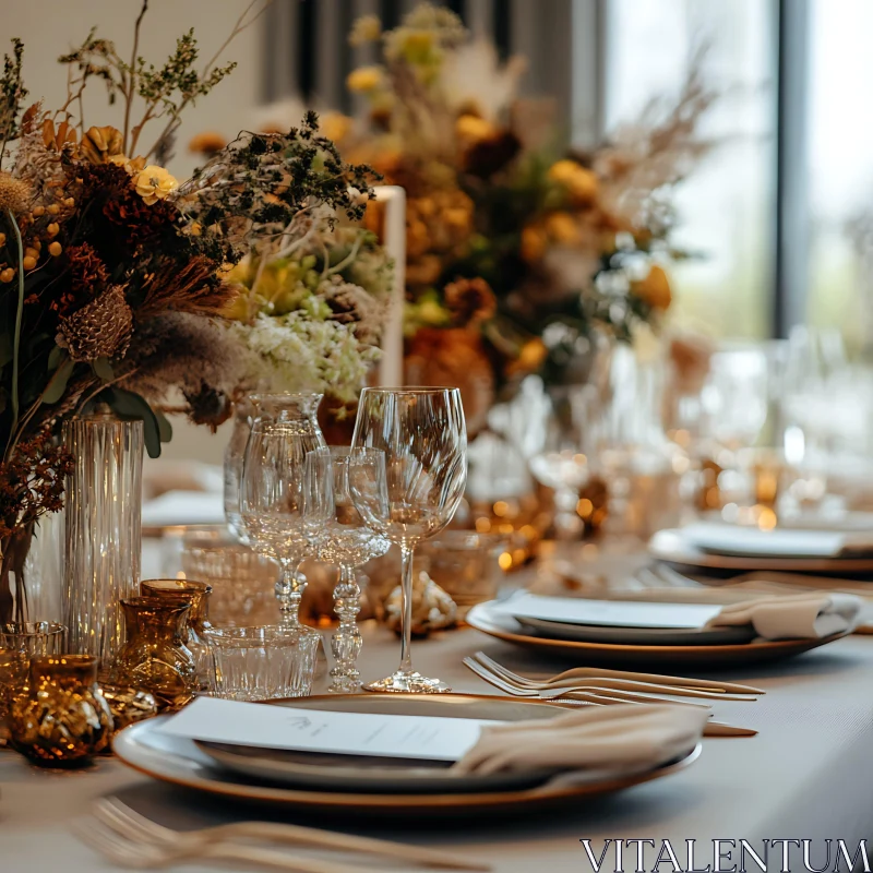 Refined Dining Table with Floral Decor AI Image