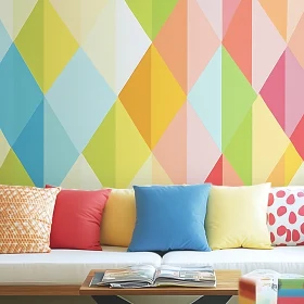 Colorful Geometric Interior with Pillows