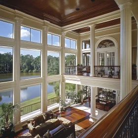 Luxury Home Interior with Lake View