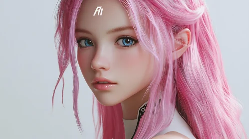 Pink-Haired Anime Girl Portrait