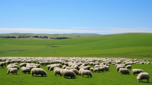 Sheep Grazing on a Pastoral Landscape: Prairiecore Aesthetics
