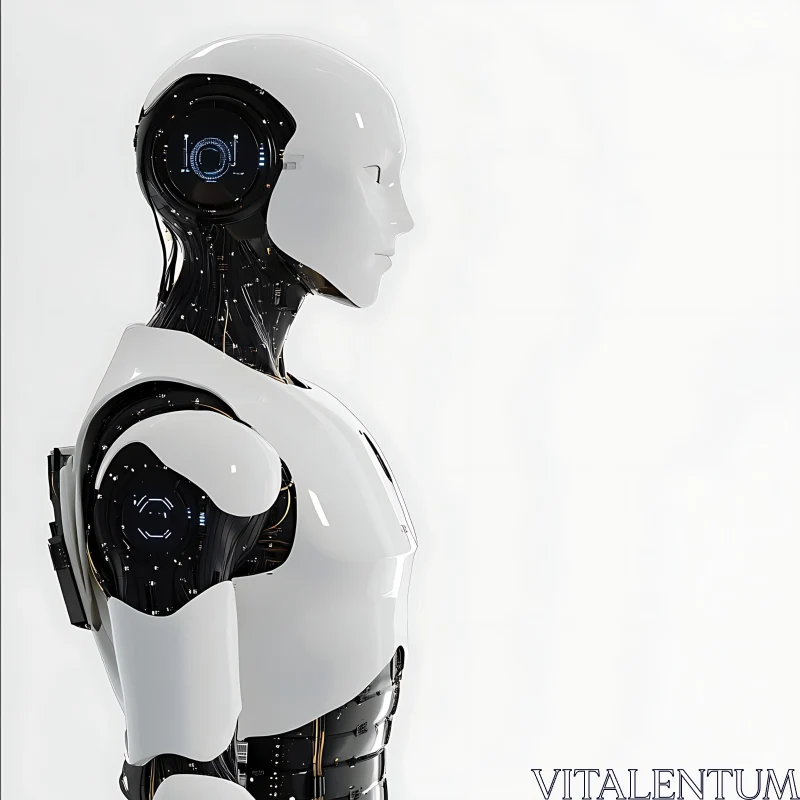 Advanced Cyborg with White and Black Aesthetic AI Image