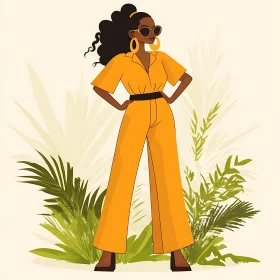 Retro Fashion Illustration of Confident Woman