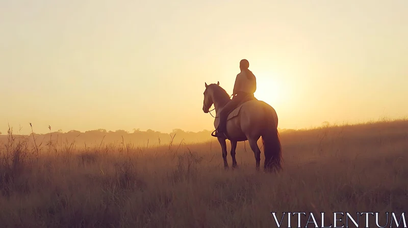 Equestrian Silhouette at Golden Hour AI Image