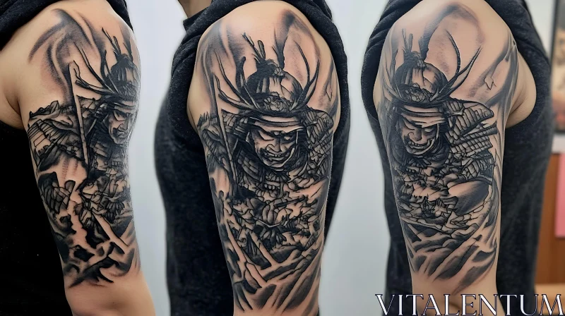 Fierce Samurai Warrior Tattoo Design AI Image