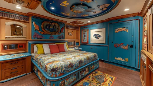 Nautical Bedroom Design with Sea Life Murals