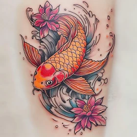 Koi and Lotus Ink Art