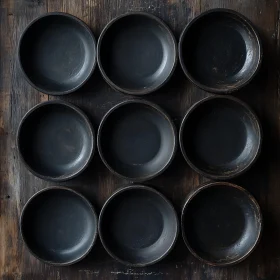 Rustic Black Bowls Still Life