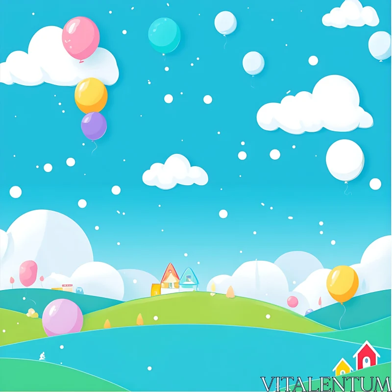 AI ART Colorful Balloon Landscape Art