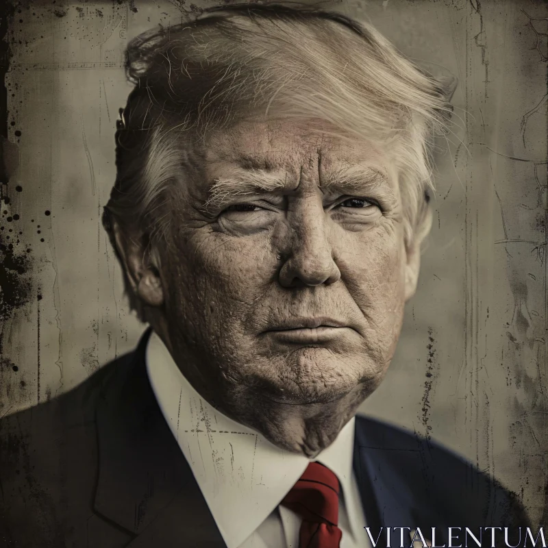 Vintage Textured Portrait of Donald Trump AI Image