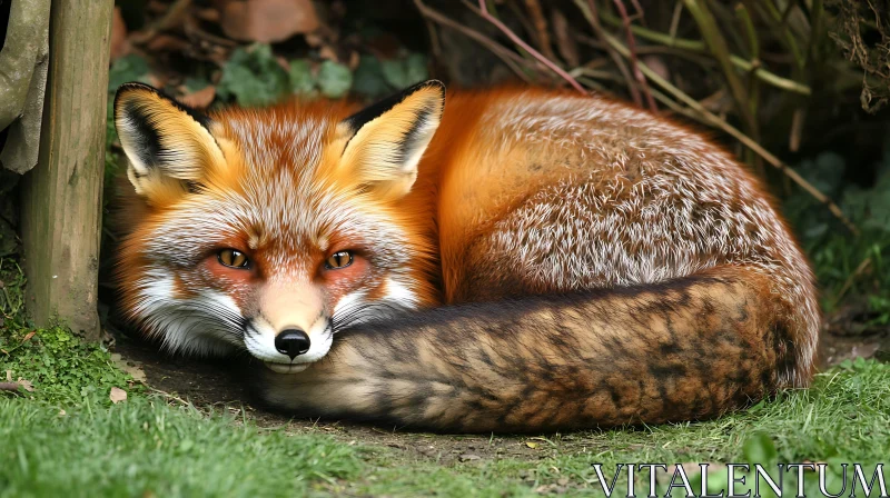 Resting Fox in Natural Habitat AI Image