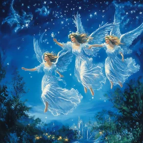 Ethereal Angels Over Castle