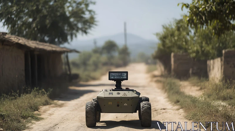 AI Robot Navigating Countryside AI Image