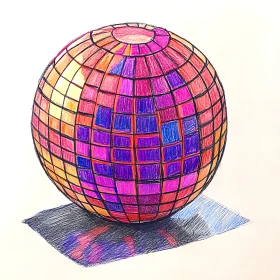 Abstract Sphere with Colorful Squares