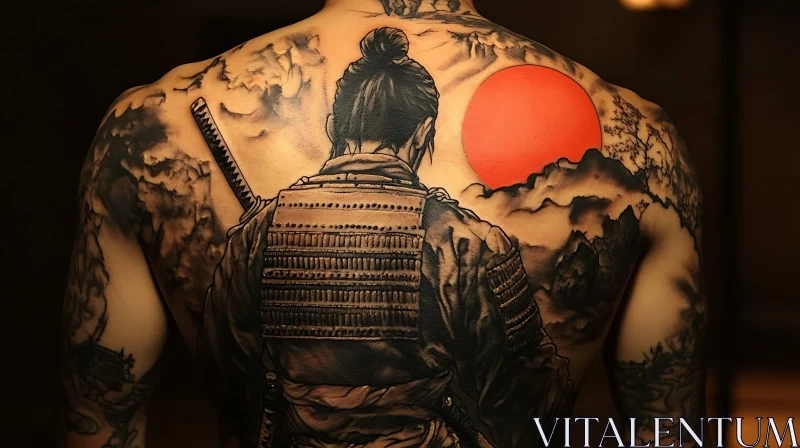 Traditional Samurai Tattoo on Back AI Image