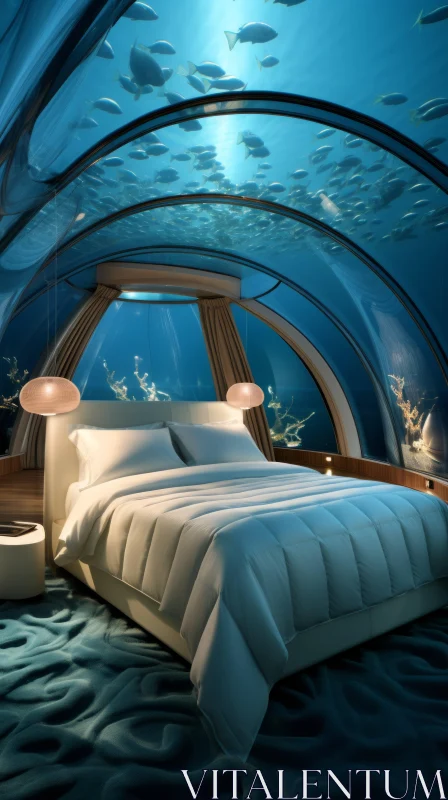 Captivating Bed in Aquarium: Intricate Underwater Worlds AI Image