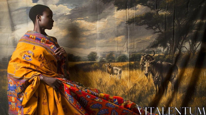 Captivating Portrait of a Young African Woman in Traditional Dress AI Image