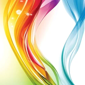 Fluid Rainbow Hues on White Canvas