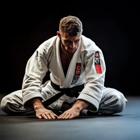 Man in Judo Gi Meditating